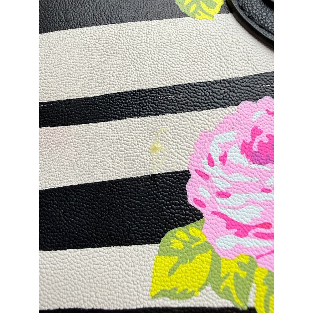 Luv Betsey by Betsey Johnson Naomi Floral & Striped Satchel Crossbody Purse Bag - Picture 4 of 7